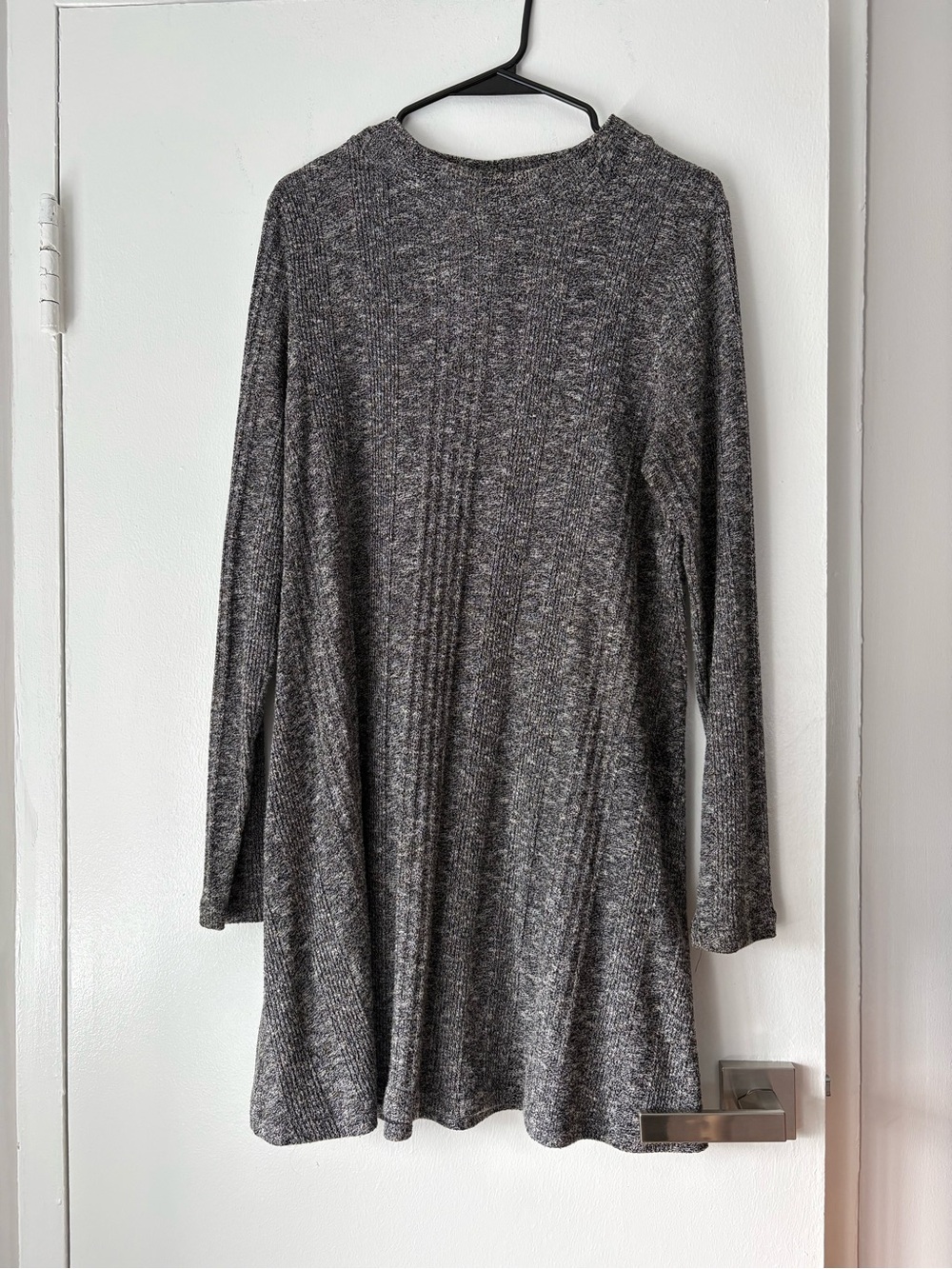Mossimo Supply Co. Heather Gray Ribbed Long-Sleeve Mini Dress